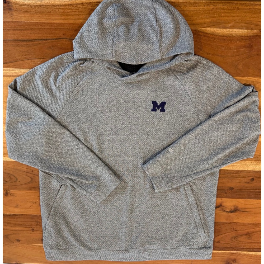 Lululemon Michigan Wolverines Hoodie Mens XL Grey Textured Pullover Sweatshirt